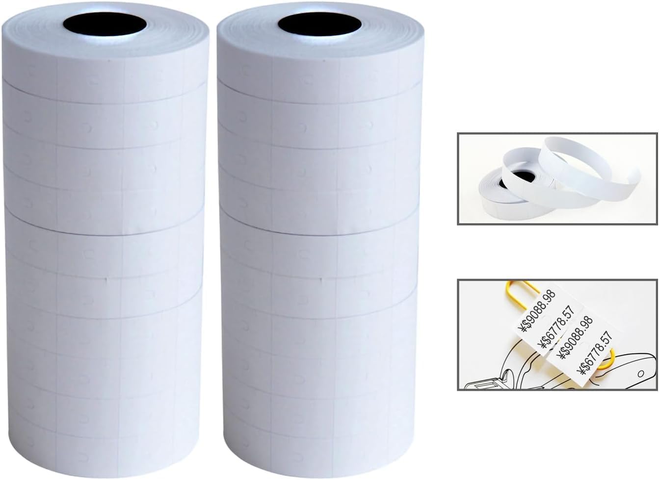 Double Line Price Label Paper for Price Gun Labeller,Pricemarker Labels,20 Rolls 20000 pcs (White)