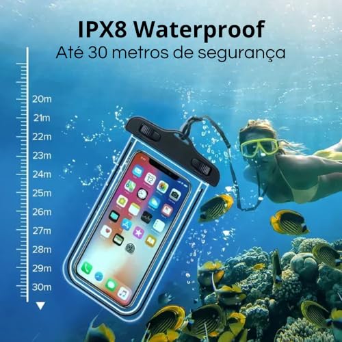 Capa Case para Celular a Prova D'Água Impermeável Transparente Universal Proteção Completa IPX8 Sen