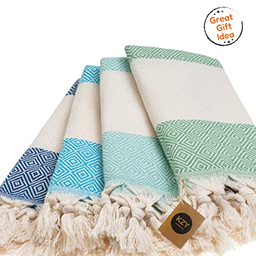 KZY LONDON Turkish Hand Towel Set of 2 - Towel for Kitchen and Bathroom - 50x100cm, 18,5x40 Inches - Prewashed Absorbent Peshtemal Decorative Towel for Face, Hand, Hair, Gym, Travel (Green) - Cosy Home Interiors KZY LONDON Turkish Hand Towel Set of 2 - Towel for Kitchen and Bathroom - 50x100cm, 18,5x40 Inches - Prewashed Absorbent Peshtemal Decorative Towel for Face, Hand, Hair, Gym, Travel (Green) - Image 6