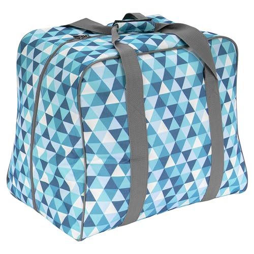SEMPLIX Torba na owerlok/coverlock, wzór diamentowy, duża, stabilna, do transportu/przechowywania wszystkich popularnych maszyn, 44 x 38 x 33 cm, Petrol/turkusowy, 44x38x33 cm, Nowoczesny