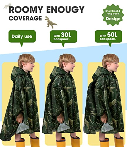 Image of WAWSAM Lightweight Rain Poncho Kids, Ponchos for Kids Waterproof Reusable Hooded, Kids Poncho Rain Jacket