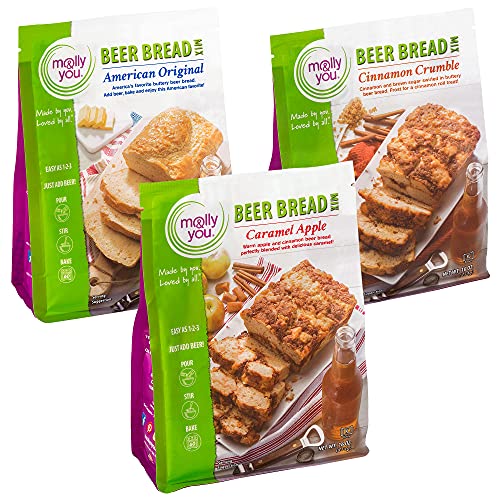 Molly & You Sweet Beer Bread Mix Variety Pack (Pack Of 3) - A Quick & Easy, Gourmet, Bread Mix, Artisan Bread Kit - No Bread Machine Needed - Just Add Beer Or Soda #TOP23