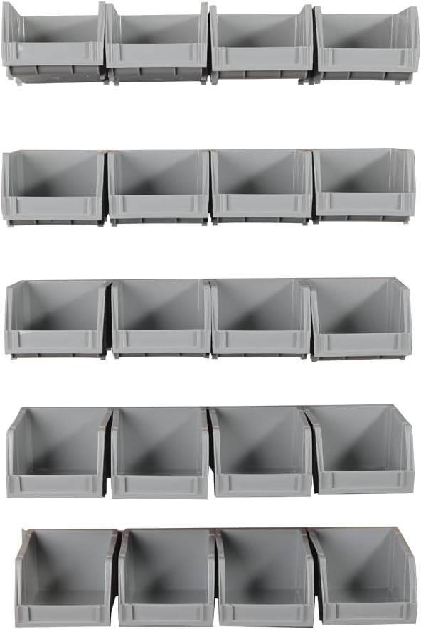 - Alkon Polybins Stackable Storage Set of 20 Bins with 5 Mounting Rails (PBR 205) | Nuts | tool Storage | tool organizer | storage organiser | Storage Bins | Garage Bin Organiser | StorageOrganizer