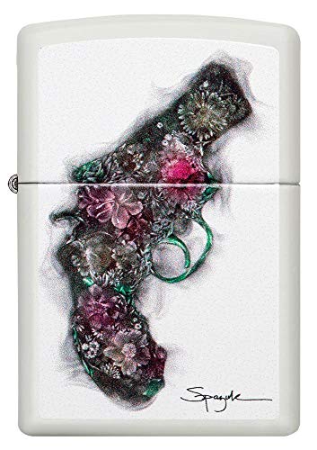 Encendedor Zippo Spazuk Flower Blanco Mate de Bolsillo miniatura 2