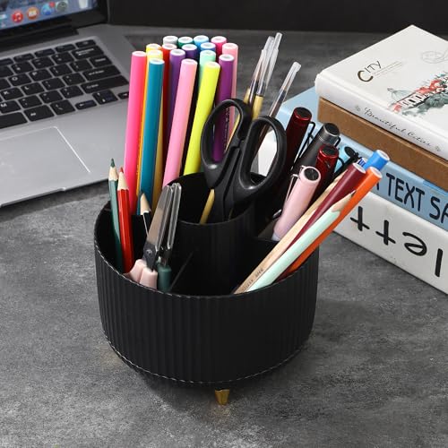 Nuangoo Kosmetik Make Up Organizer, 360°Drehbarer Pinsel Organizer,Kosmetikregal Kosmetik Organizers für Zimmer Decor Frisiertisch,Schlafzimmer,Badezimmer (Schwarz)