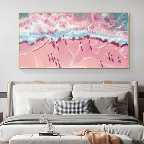 Impression sur toile vagues roses et art mural abstrait de mer - 3
