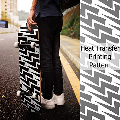 Image of WhiteFang Skateboards for Beginners, Complete Skateboard 31 x 7.88, 7 Layer Canadian Maple Double Kick Concave Standard and Tricks Skateboards for Kids and Beginners