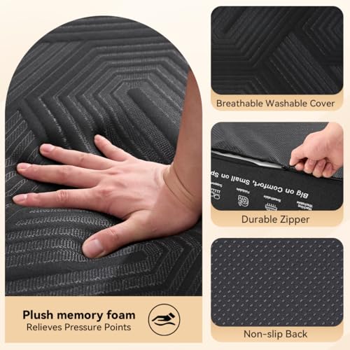 Image of Memory Foam Mattress, Twin Size 6 Inch Tri-Fold Mattress, Handles and Non-Slip Bottom, Mattress Topper with Washable Cover, Foldable Bed for Yoga, Living Room, Camping, 75 inchx 38 inch x 6 inch, Black