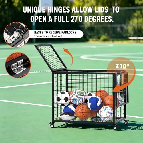 Ball-Cart-Garage-Sports-Equipment-Organizer-with-Lockable-Lid-Basketball-Storage-Bin-for-Indoor-Outdoor-Rolling-Exercise-Ball-Cart-Holder-for-Gym-School-Club