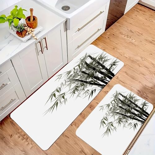 Alfombrillas de cocina de bambú impermeables, pack de 2 alfombras antifatiga y resistentes 3