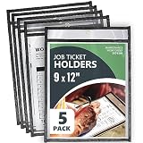 5 Pack Job Ticket Holders 9x12 - Work Order Plastic Sleeves for Documents - Shop Ticket Holders - Dr