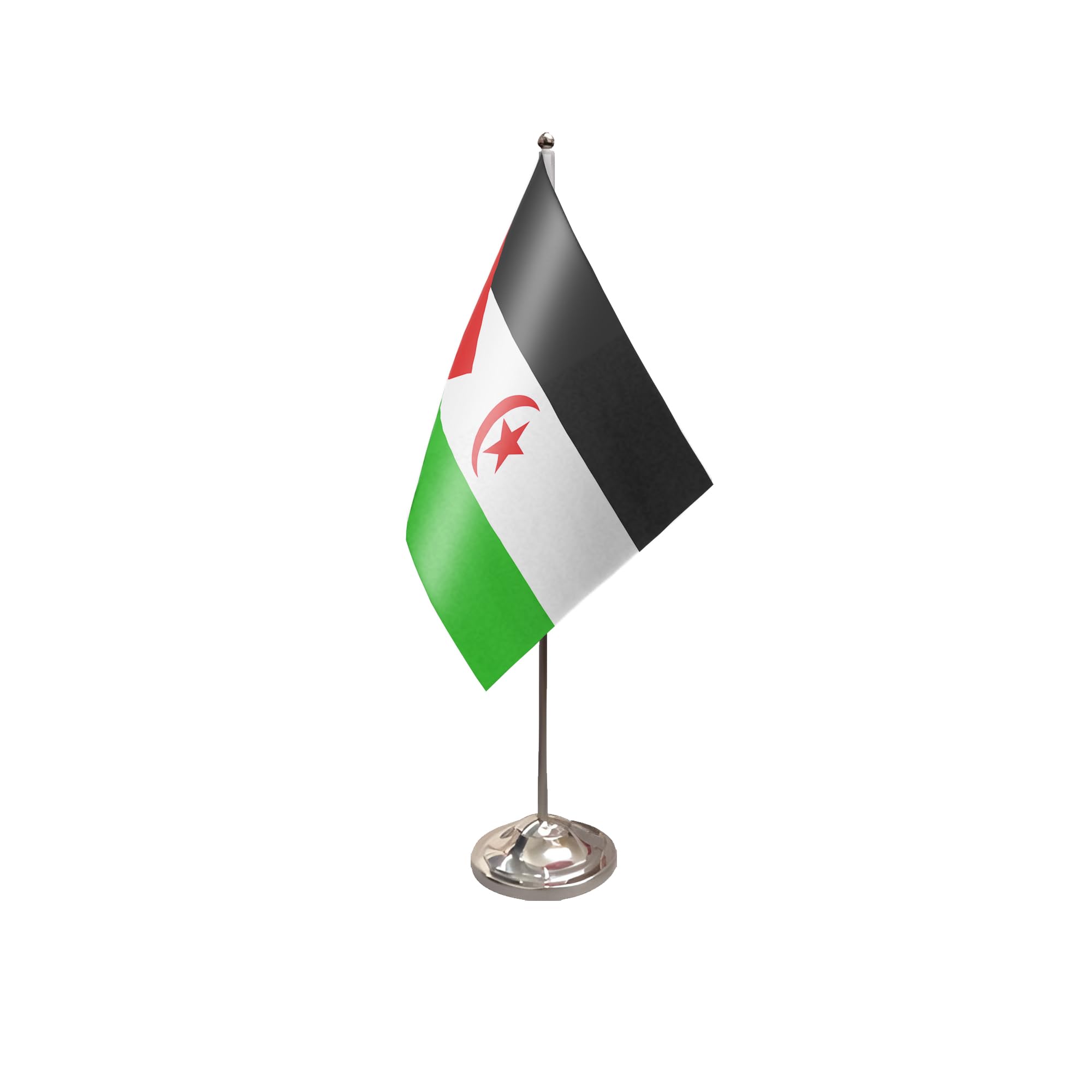 Flagtex Western Sahara Satin Table Flag With Chrome Pole & Base