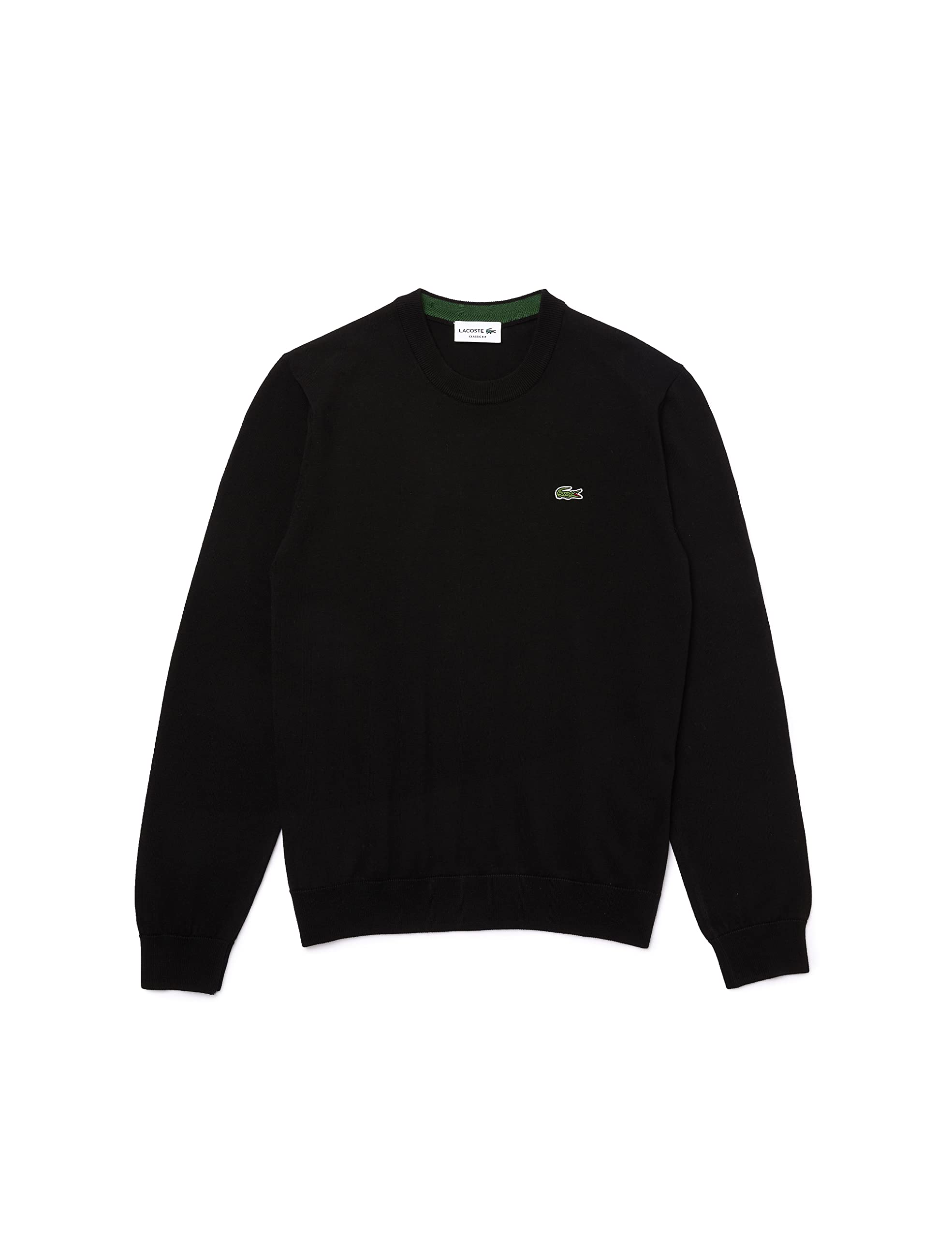 Men's Black Lacoste Monochrome Crew Neck Sweater - 4 (Medium)