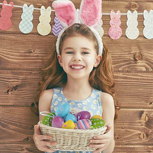 NUOBESTY Ovos de Páscoa Pendurados 12Pcs Colorido Pintado Ovos de Páscoa Com Cordas Árvore Ao Ar Liv