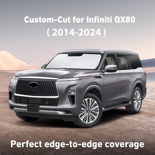 Image of EcoNour Windshield Sunshade Compatible for Infiniti QX80 2014-2022 2023 2024, Sun Visor for Front Windshield & Window Sun Shade Cover, UV Heat Blocker & Protector, Car Accessories