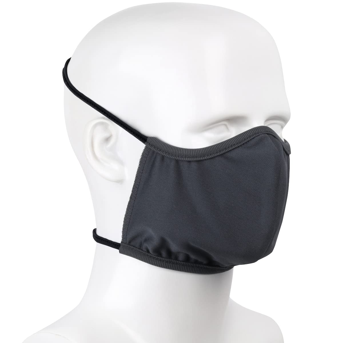 393FC10 RE-Usable 2-Ply Fabric Face Cover Elastic Head Straps Grey Sold as Pack of 3