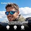 KISDATE OPTICS Dynamic Polarized Sunglasses for Men, Rectangle Scratch/Saltwater Resistant/Oleophobic Lens with Outdoor UV400 Protection, Full Wrap Around Soft Sport Frame, Grey & Ocean #1