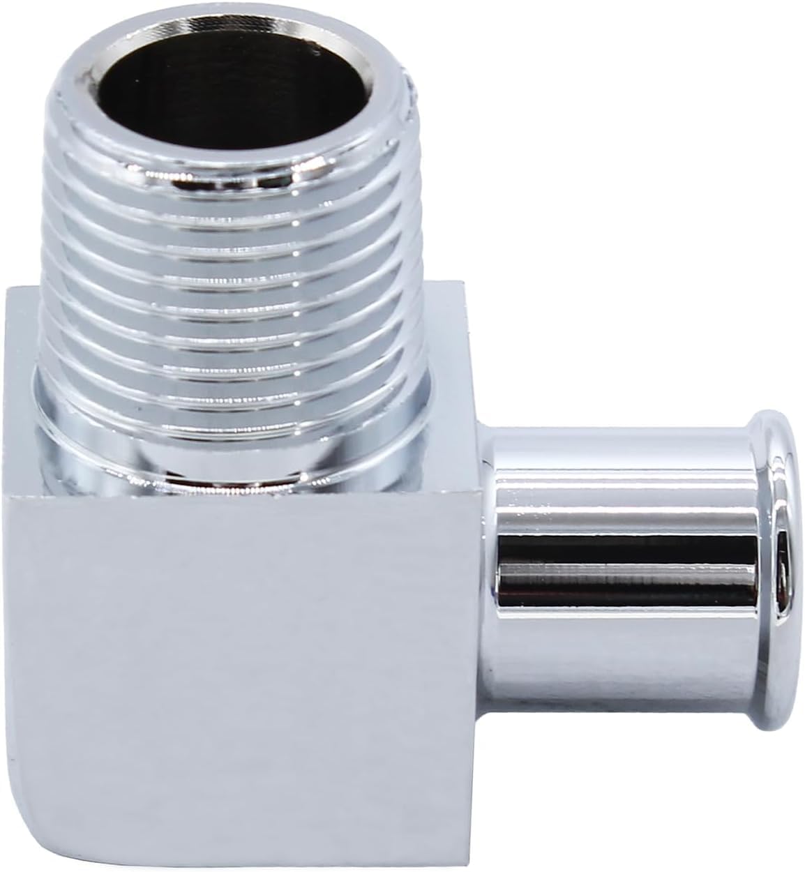 Billet Aluminum 90 Deg Heater Hose Fitting 1/2" NPT to 5/8" Hose Barb Chrome Heater Hose Connector