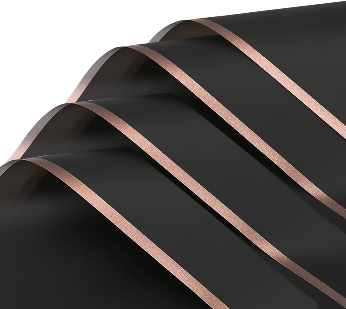 EMITAOHWF 20Sheet Flower Wrapping Paper, Black and Gold