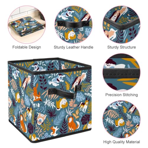 Cube de rangement en tissu durable motif chien bleu finitions soignées maison - 5