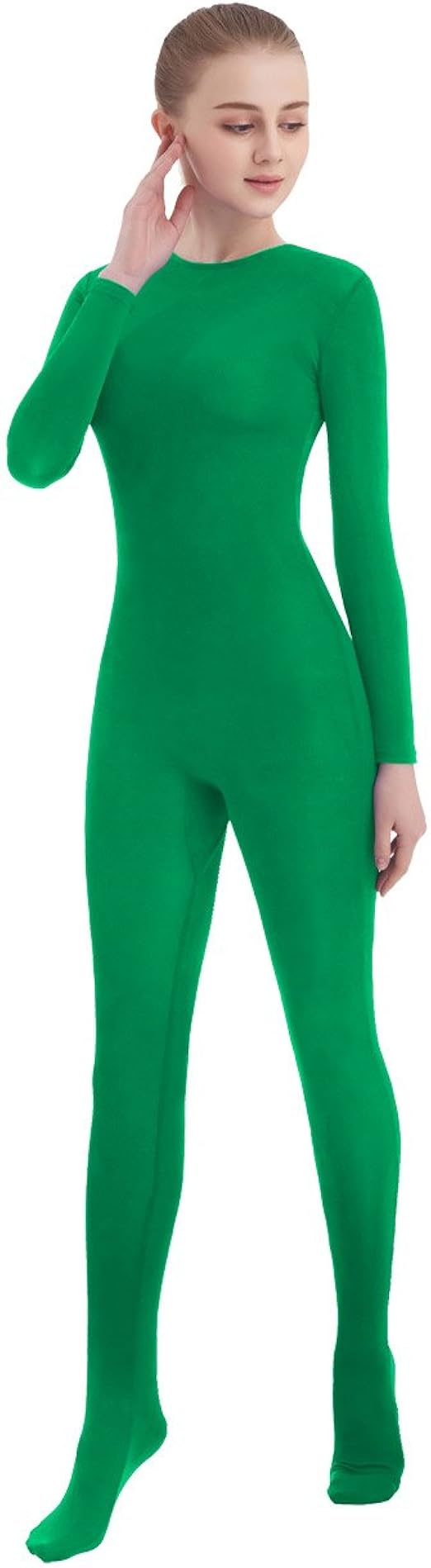SUPRNOWA Crew Neck Full Body Unitard Elastane Spandex Long Sleeve Round