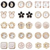 NEWITIN 15 Pairs Magnetic Stud Earrings for Women Clip on Earrings Inlaid Cubic Zirconia Pearl Stud Earrings Fashion Magnetic Earrings Non Piercing Earrings for Women Girls