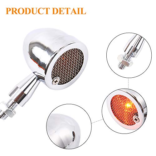 HUSUKU Motorcycle Turn Signal Lights 2pcs Large Chrome Bullet Front Rear Blinker Indicator Light Fit for, Harley Honda Kawasaki Suzuki Yamaha, Most Motorcycle, Street Bike, Scooter, Cruiser,Chopper - Thumbnail 6