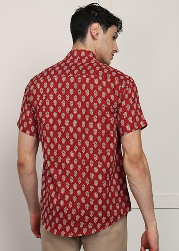 Image of BLOCKS OF INDIA Cotton Hand Block Print Half Sleeves Summer Shirt for Men