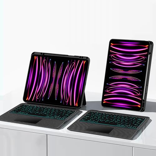 Étui clavier iPad Pro 12.9 rétroéclairé avec pavé tactile et support stylet amovible