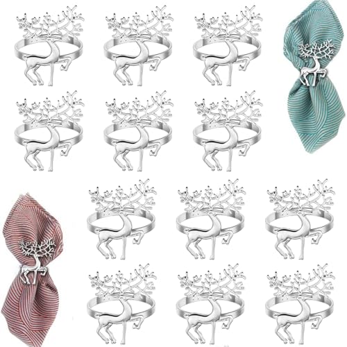 12 Stück Serviettenringe Weihnachten,12 Stück Rentier Servietten...