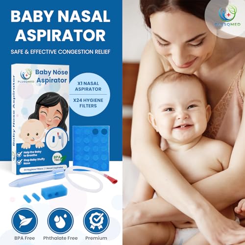 Baby-Nasensauger, Nasenschleimsauger für Neugeborene, Kinder Nasensauger, Nasensauger, Nasenreiniger, leicht zu reinigen, mit 24 Hygiene-Filtern