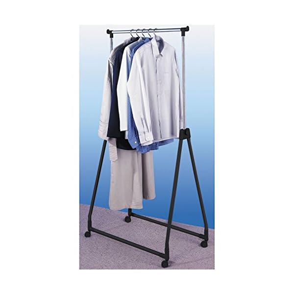 AMOS Chrome Adjustable Height Collapsible Foldable Portable Garment Clothes Dress Coats Jackets Hanging Rail Rack Storage Display Stand on Castor Wheels - Image 3