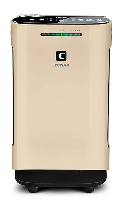 Cerina Air Purifier | Wi-Fi Enabled Air Purifier | True HEPA Filter | 5-Stage Purification | Antibacterial Filter | Activated Carbon Filter | Ion and Plasma Technology (Gold)