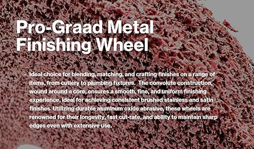 metal finishing wheel  6 x 1 x 1 5a medium grit  aluminum oxide  maroon metal finish convolute wheel  for 3 amp 4 brush satin and mill finishes  01862 - pack of 1
