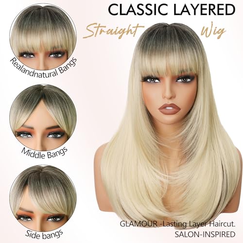 NOSTALGIA 20Inch Wig with Bangs for Women 4x4 Realistic Scalp - image 4