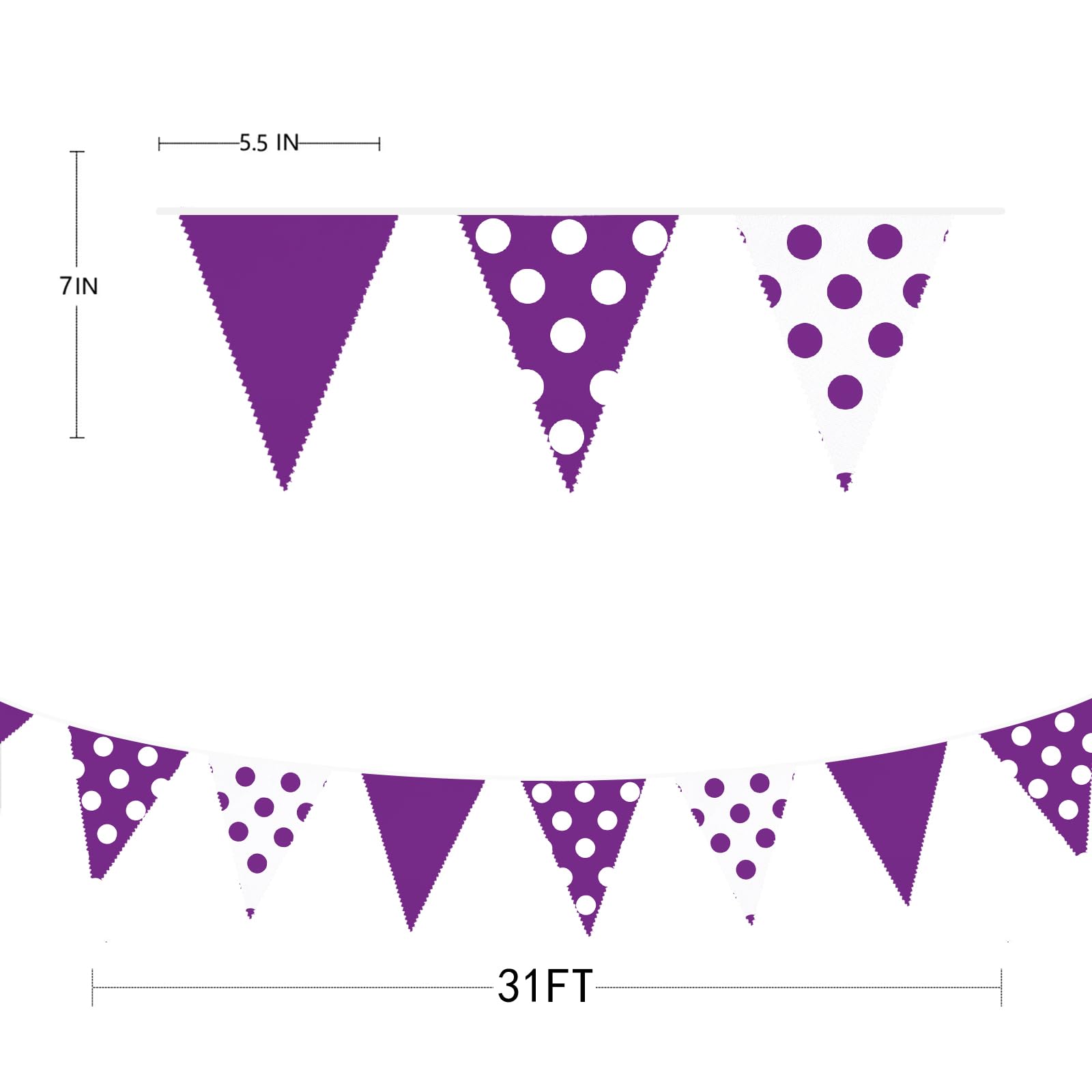 Bandierine In Tessuto 10m Viola E Bianco: Ghirlanda Di 36 Bandiere Triangolari In Cotone Per Feste Sirenetta E Under The Sea