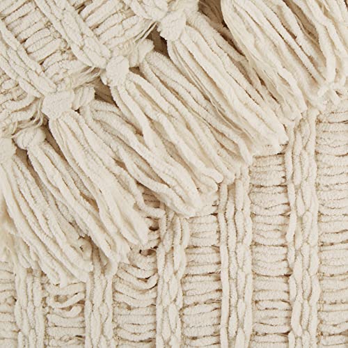 Dii Chenille Luxury Thick Woven Throw With Fringe, 50X60, Cream #TOP2