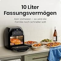 Chefman Multifunktionale Digitale Heißluftfritteuse + Rotisserie, Dörrautomat, Konvektion, 17 Touchscreen-Voreinstellungen, XL 10L Familiengröße, Automatische Abschaltung, Großes Sichtfenster, Schwarz – Ansicht 4