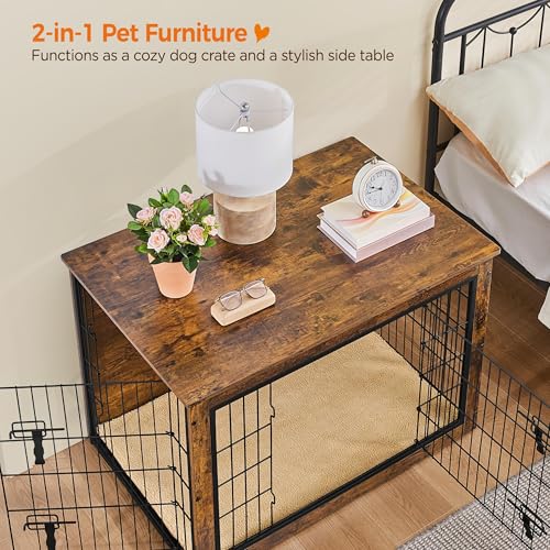 Image of Yaheetech 38in Wooden Dog Crate Furniture w /Cushion for Medium /Large Dogs