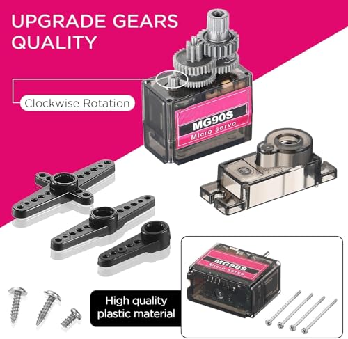Image of Pack of 2 MG90S Metal Gear Micro Servo Motor, 9G, 4.8V-6V, for RC Helicopter, Robotics, DIY Projects