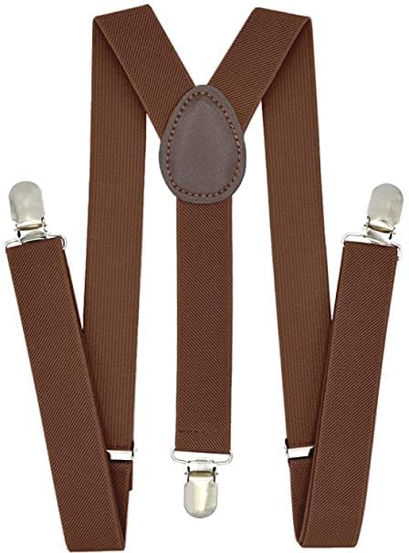 RR Design Kids Suspender Bowtie Necktie Sets - Adjustable Elastic Classic Accessory Sets for 6 Months to 4 Years(Maroon) (Brown) 2