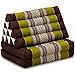 Produktbild livasia Thaikissen mit 2 Auflagen, Dreieckskissen mit Sitzkissen, Keilkissen mit Kapok, Rückenkissen faltbar, Thaimatte zum Klappen, handgefertigt, Meditationskissen 120x50x8cm (Braun/Grün)