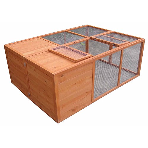 Melko Kleintierstall Klappbarer Hasenstall Freilaufgehege ca. 160 x 119 x 60 cm, aus Holz, braun – Bild 3