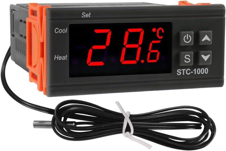 Electrobot STC-1000 Temperature Controller 220V AC - Digital Thermostat with Sensor for Heating and Cooling Control – Precision Temperature Regulation for Aquarium, Home Brewing, Greenhouse