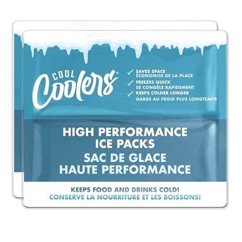 Cool Coolers by Fit & Fresh High Performance Cooler Foil Ice Packs, Puncture Resistant Ice Packs for Coolers and Lunch Bags, Durable and Reusable, Non-Toxic Gel Ice Packs, 2PK