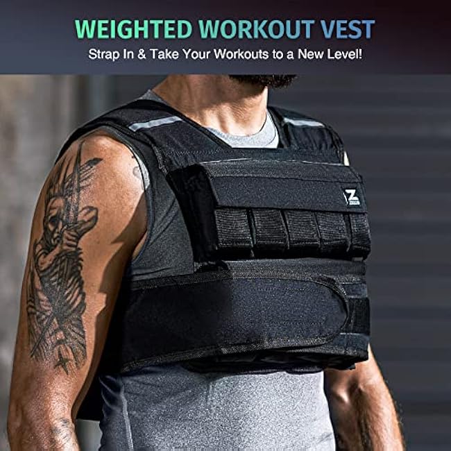 ZELUS 20lb Weighted Vest with Adjustable Weights for Exercise, Weight Vest for Men, Workout Vest for Home Workouts Cardio Strength Training Weight Loss (20lb-Sandbags)