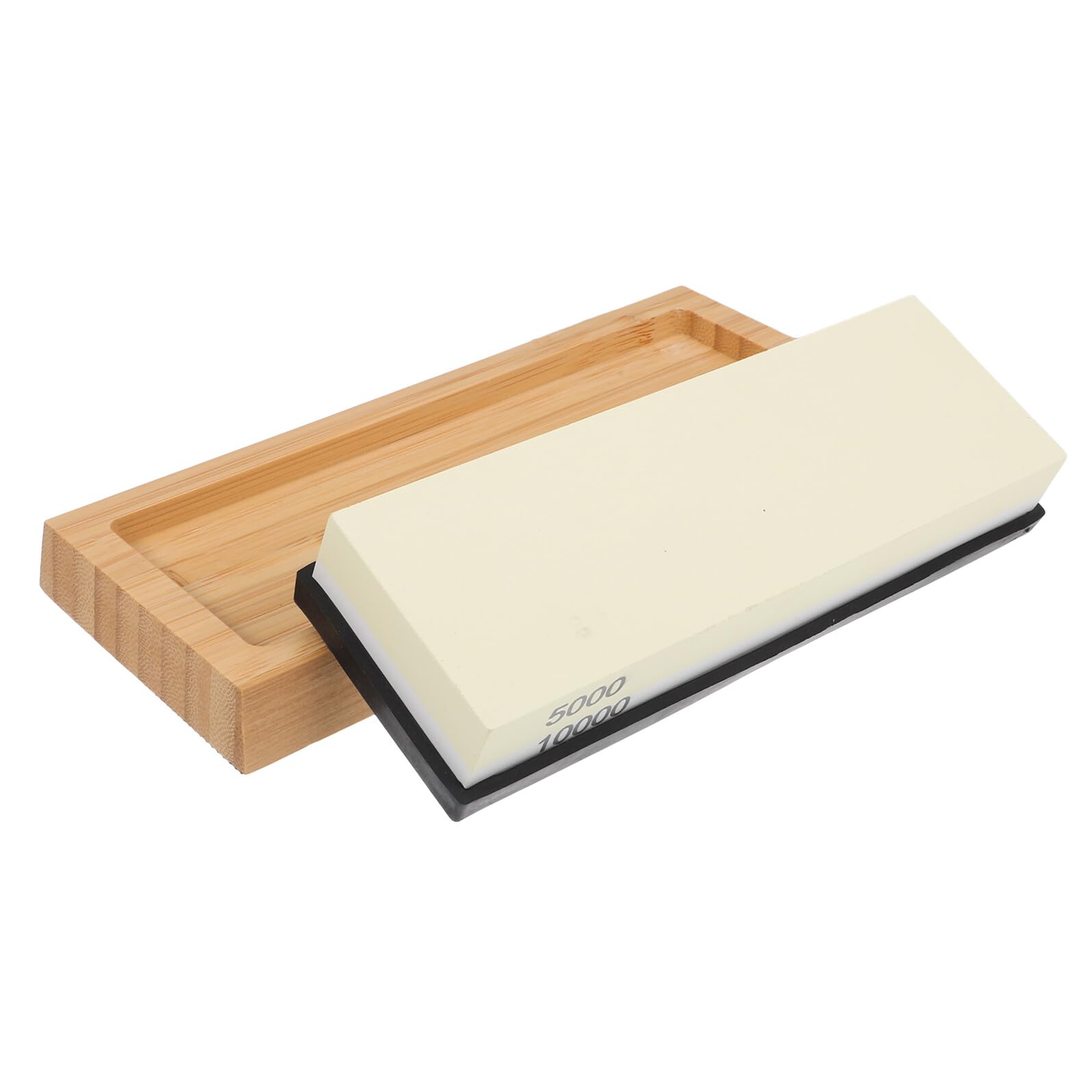 Ipetboom Piedra Afilador Doble Cara con Base Antideslizante de Bambú y Piedra de Corindón para Afilar y Aplanar Cuchillos y Herramientas de Cocina