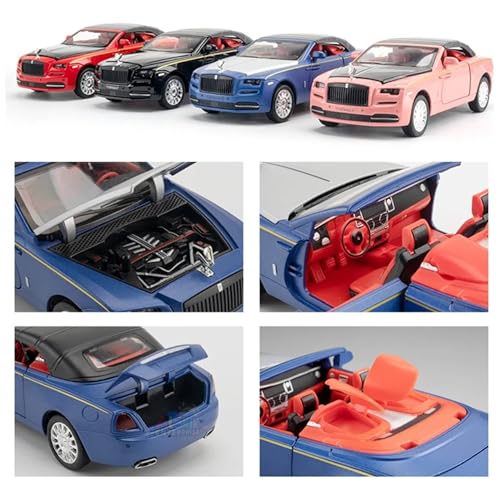 Image of Alokik 1:32 Rolls Royce Dawn Die-Cast Metal Pull Back Car with 2 Openable Doors with Sounds and Lights Toy Decoration Car Best Gift Toys for Kids【Black】