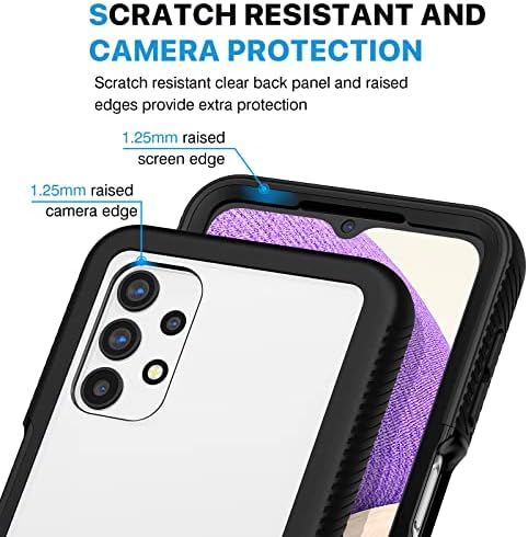 CENHUFO for Samsung Galaxy A32 5G Case Built-in Screen Protector Military Grade Shockproof Clear Cover 360° Full Body Protective Rugged Bumper Phone Case for Samsung Galaxy A32 5G 6.5 inch-Black