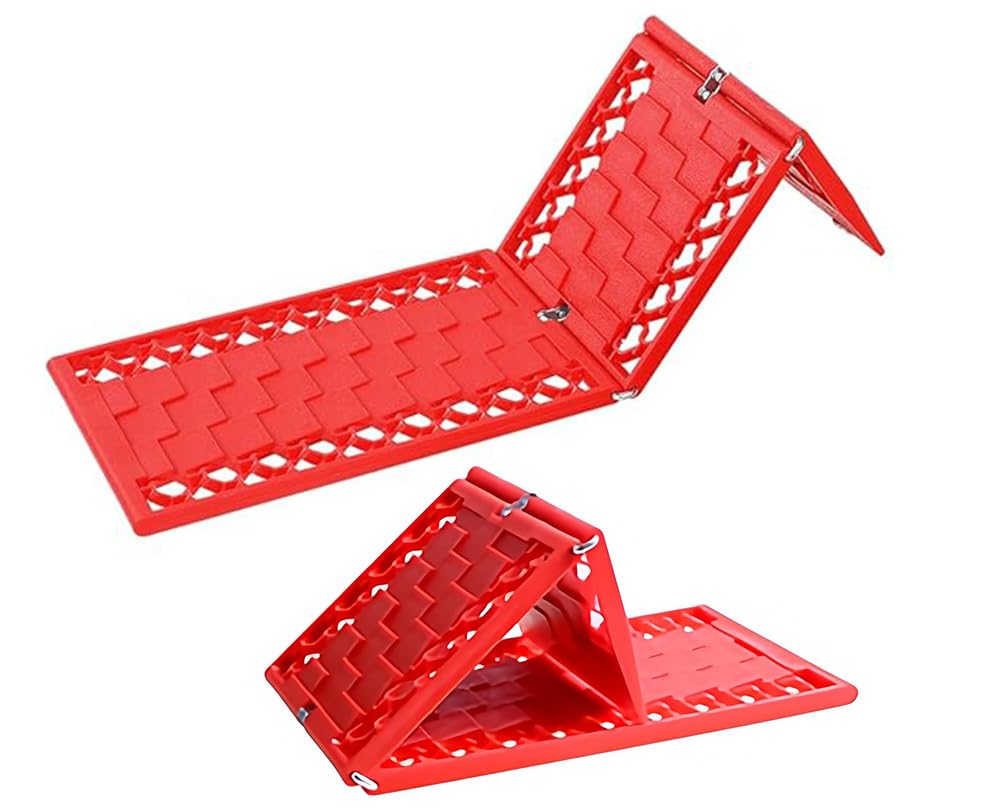 Foldable Car Tire Traction Pad, Winter Tire Tracks Jack Board Grips, Emergency Traction Mats, Car Escaper for ice, snow, sand, beach Escape-2 Pack